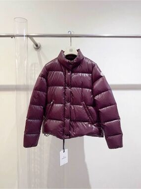 Moncler Short Quilted Puffer Jacket in Plum